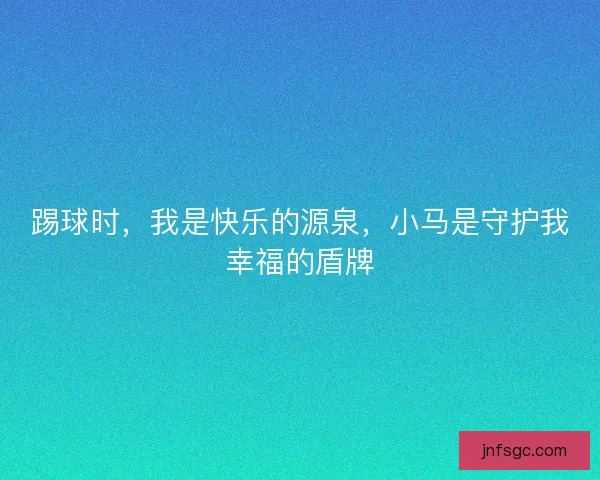 踢球时，我是快乐的源泉，小马是守护我幸福的盾牌