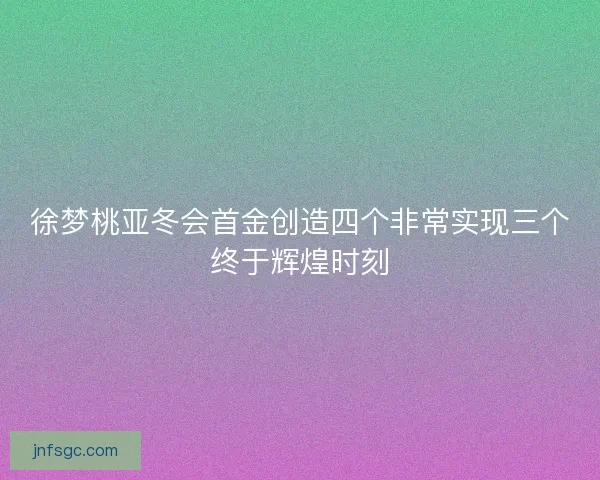 徐梦桃亚冬会首金创造四个非常实现三个终于辉煌时刻